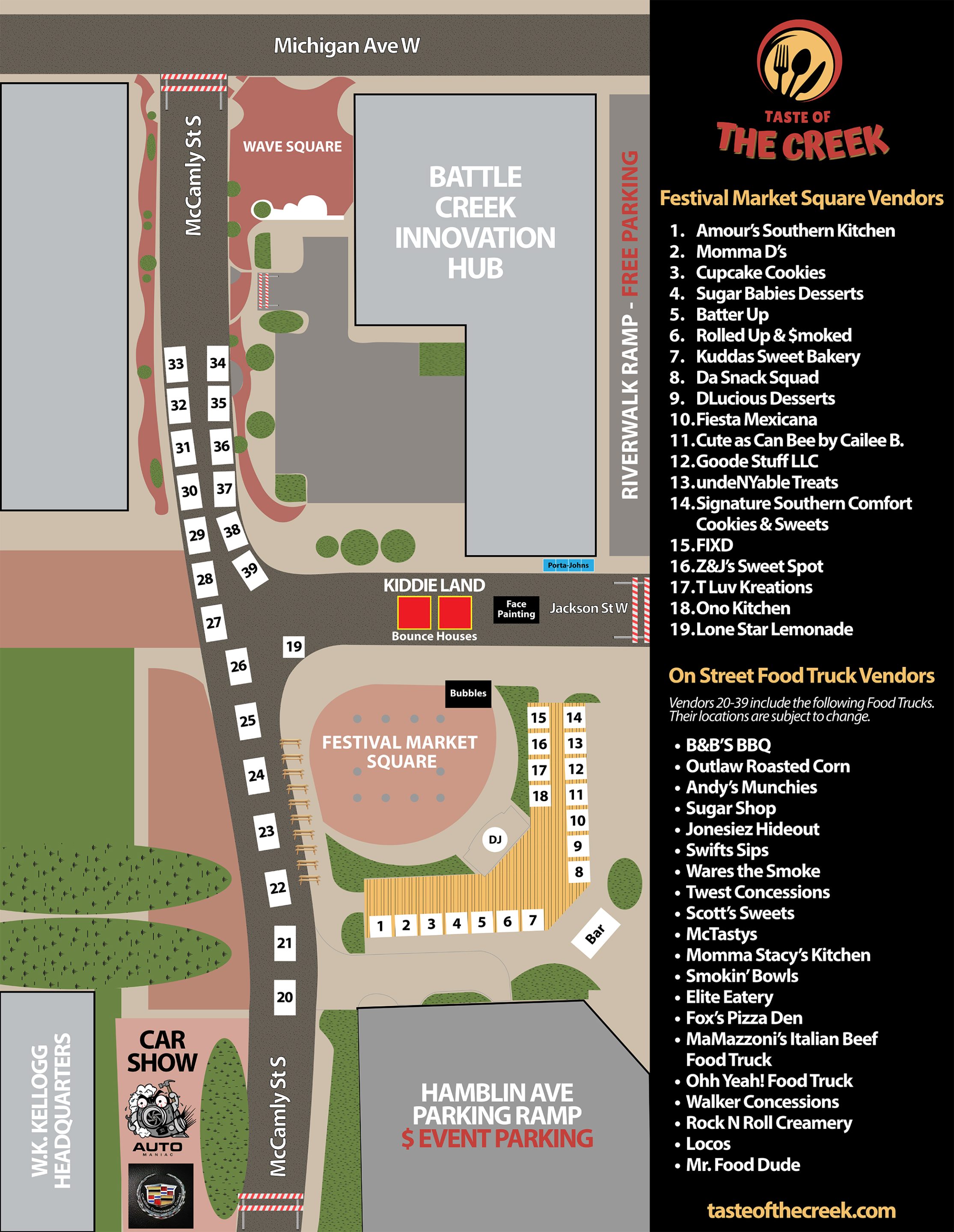 Taste of the Creek Vendor Map 2026